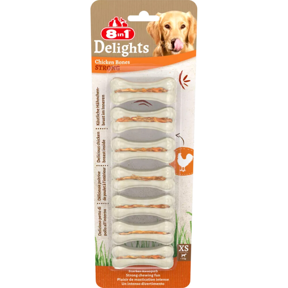 8in1 Delights Bones Strong Kip XS 7 stuks