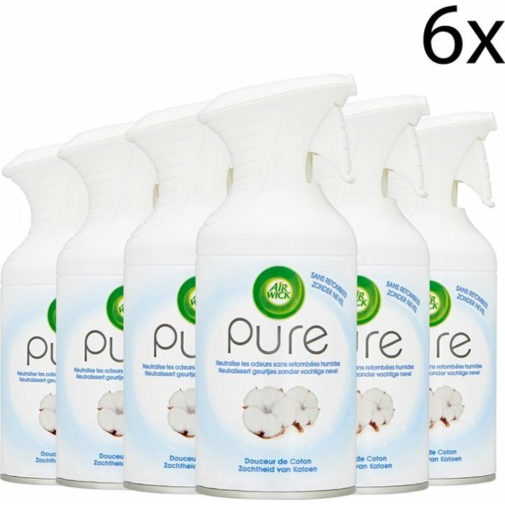 6x Air Wick Pure Luchtverfrisser Zachtheid van Katoen 250 ml