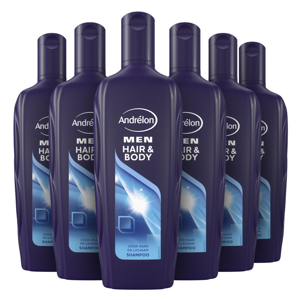 6x Andrelon Shampoo Hair&Body For Men 300 ml