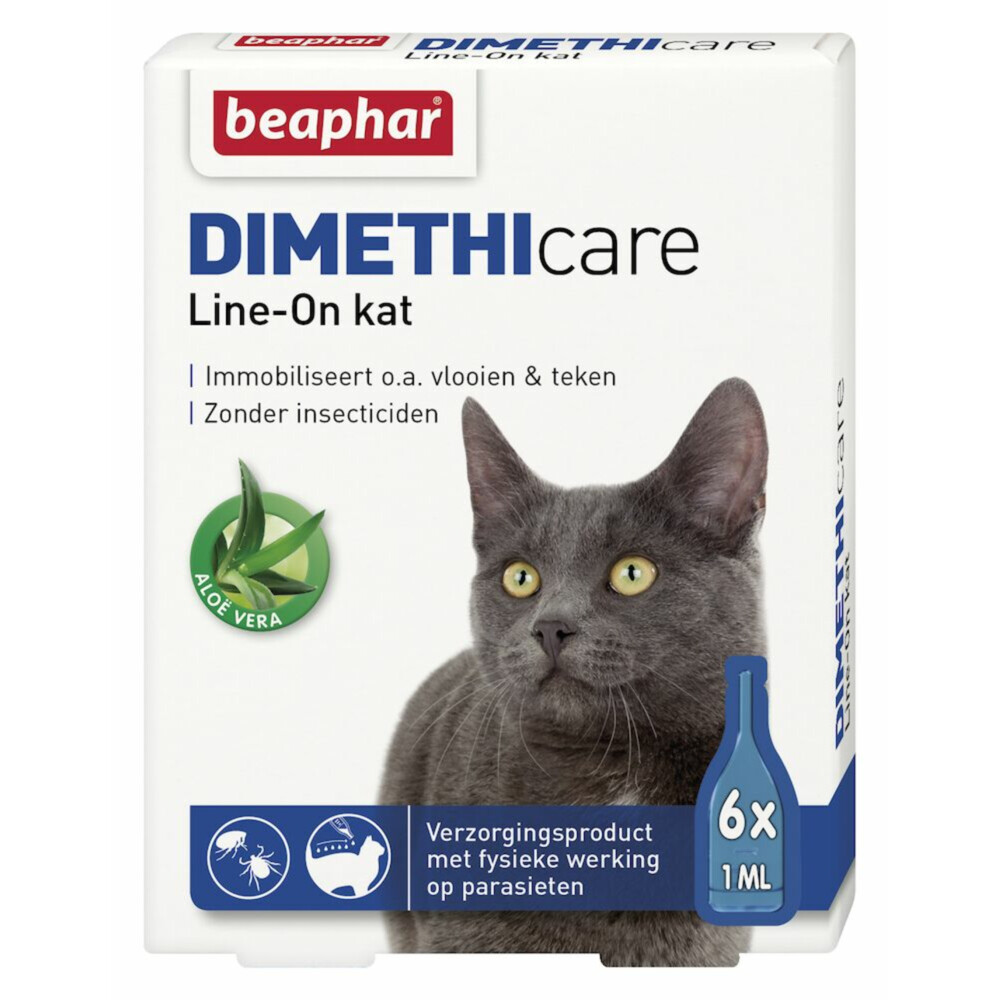 Beaphar DIMETHIcare Line-On Anti Vlooiendruppels Kat vanaf 1 kg 6 x 1 ml