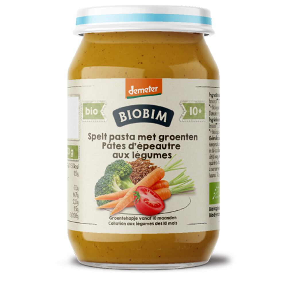 Biobim Maaltijd 10+ mnd Speltpasta met Groenten 250 gr