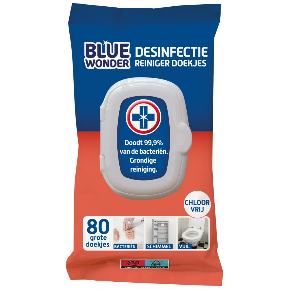 Blue Wonder Desinfectie Reiniger Doekjes 80 stuks