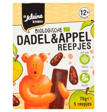 De Kleine Keuken Bio Dadel&Appelreepjes 75 gr