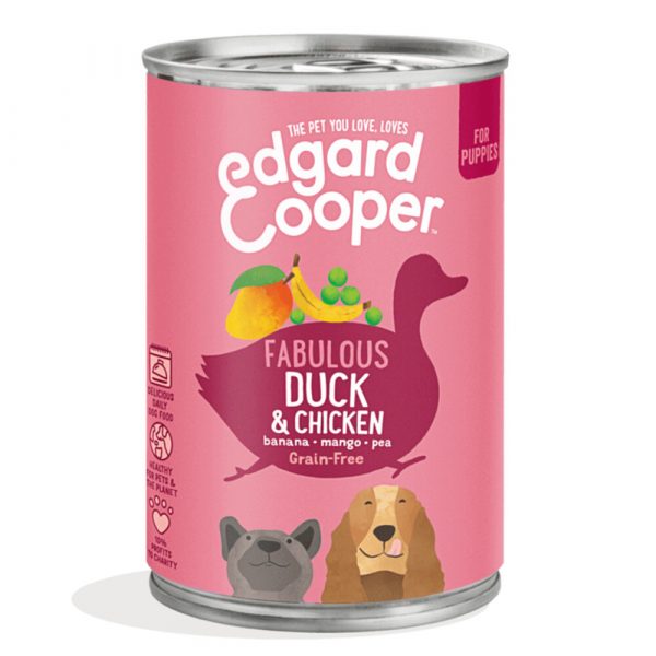 Edgard&Cooper Blik Vers Vlees Puppy Hondenvoer Eend - Kip 400 gr