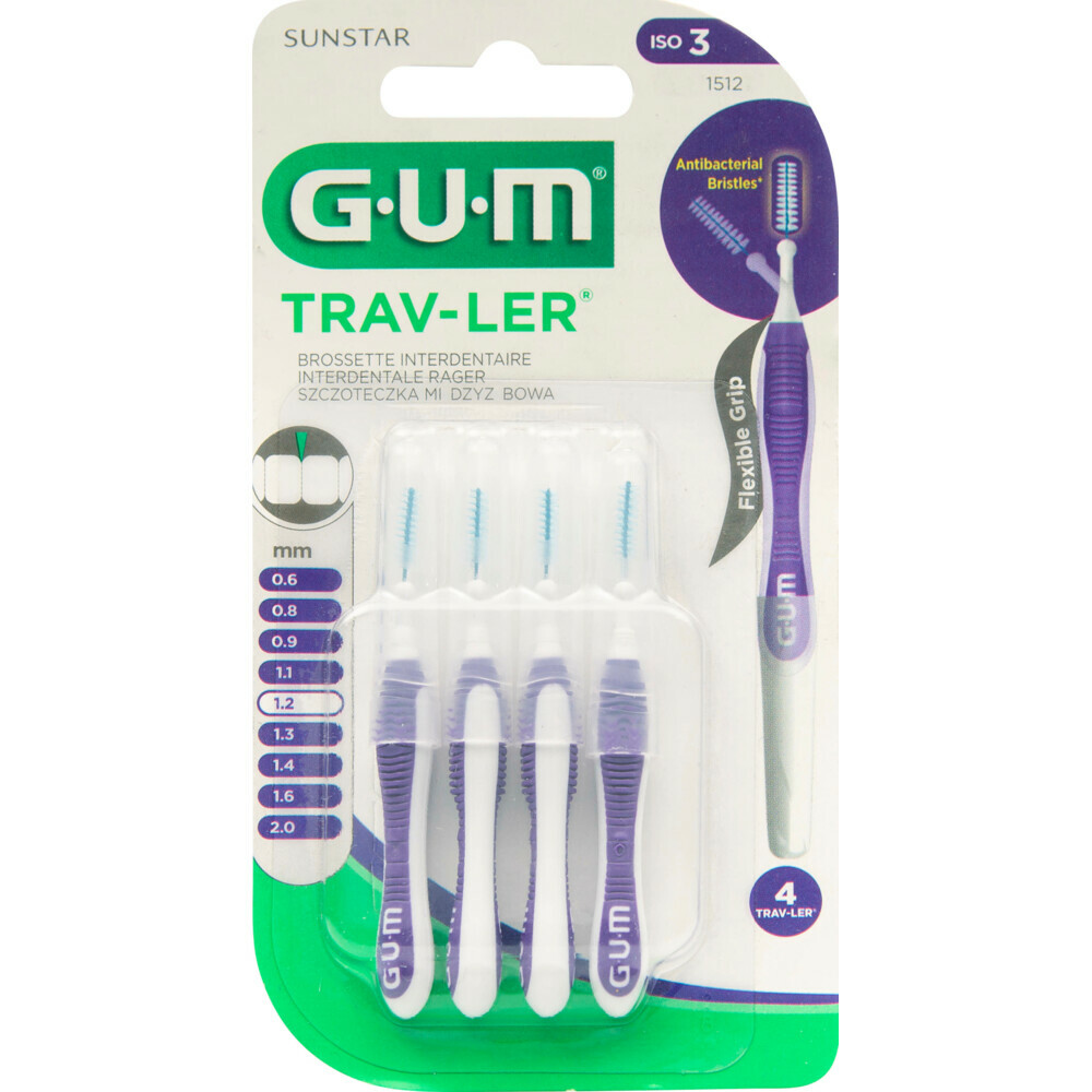 3x GUM Trav-Ler Ragers Paars 1.2mm blisterà 4 stuks