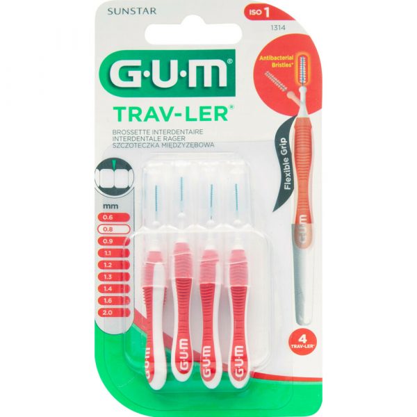 1+1 gratis: GUM Trav-Ler Ragers Rood 0.8mm blisterà 4 stuks