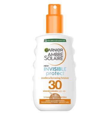 2x Garnier Ambre Solaire Invisible Protect Refresh Transparante Bronze Zonnebrandspray SPF 30 Vitamine E&Aloë Vera 200 ml