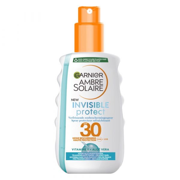 2x Garnier Ambre Solaire Invisible Protect Transparante Zonnebrandspray SPF 30 Aloe Vera 200 ml