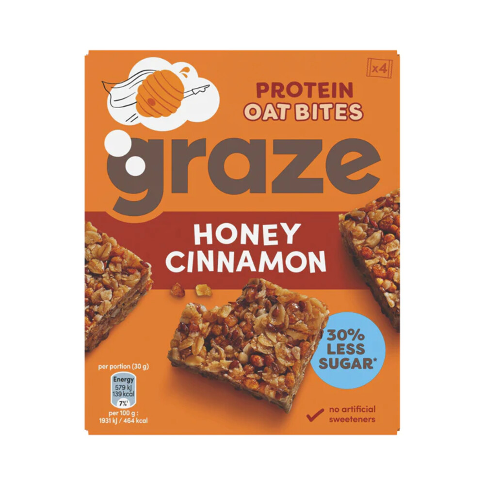 Graze Havermoutrepen Honey Cinnamon Protein Oat Bites 120 gr