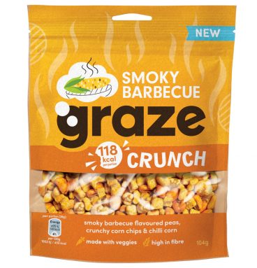 3x Graze Peulvruchten&Groentensnack Smokey Barbecue Crunch 104 gr