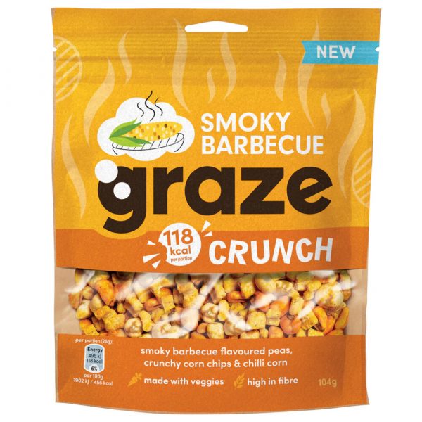 3x Graze Peulvruchten&Groentensnack Smokey Barbecue Crunch 104 gr