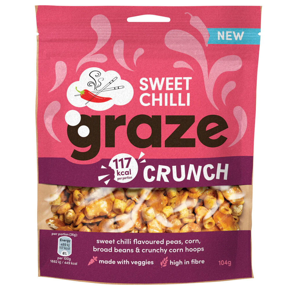 3x Graze Peulvruchten&Groentensnack Sweet Chilli Crunch 104 gr