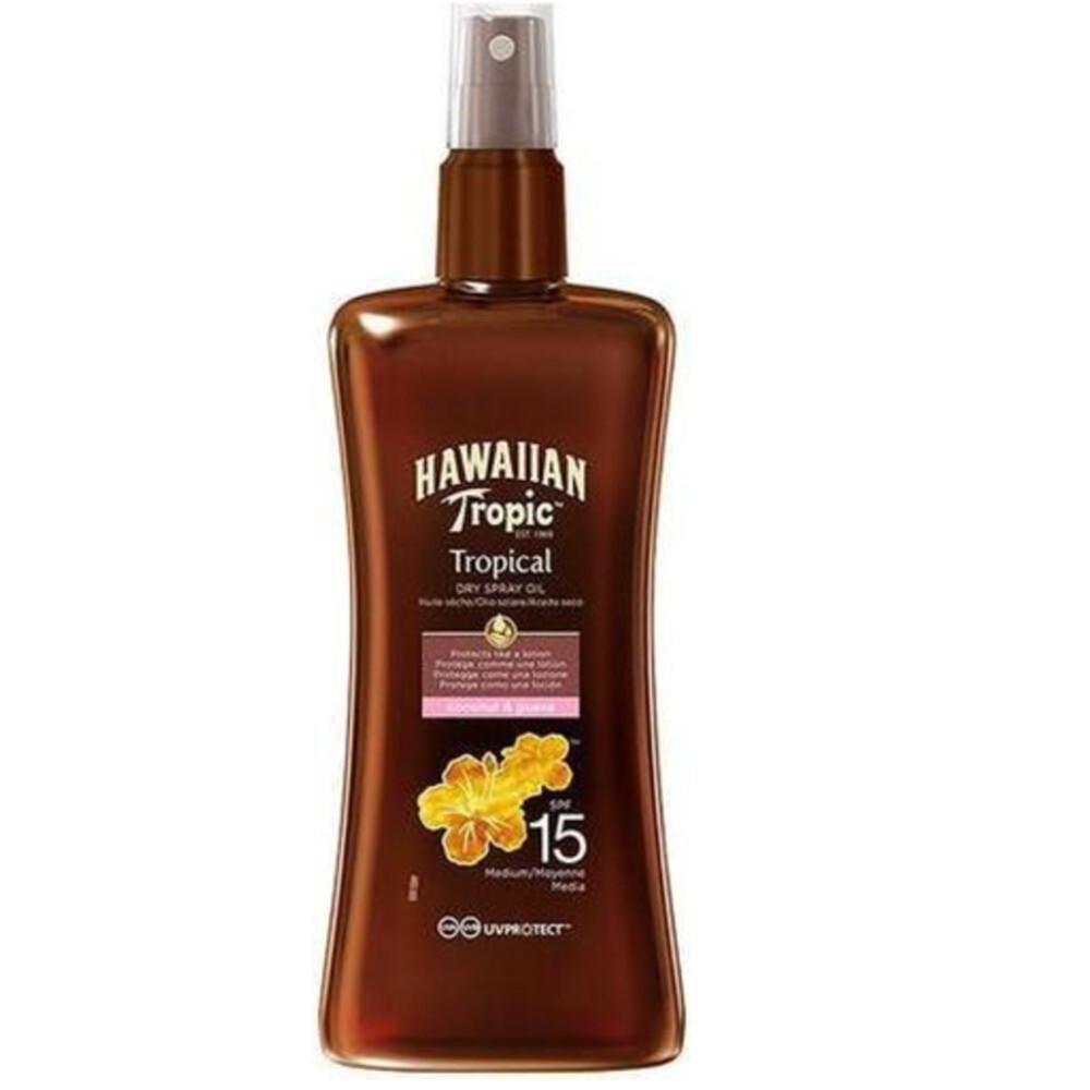 2x Hawaiian Tropic Zonneolie Protective Dry Spray SPF 15 200 ml