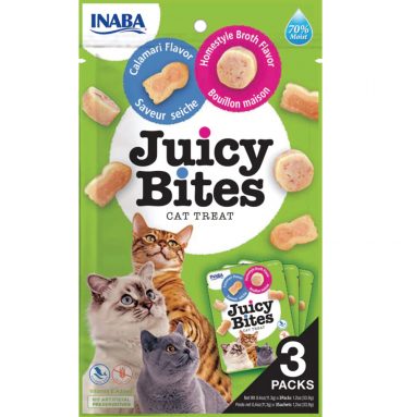 6x Inaba Kattensnack Juicy Bites Bouillon - Inktvis 34 gr