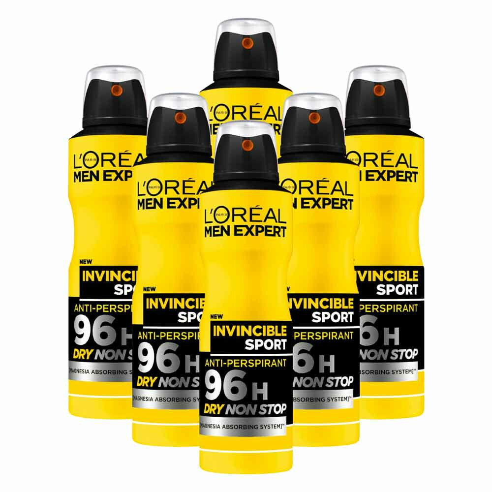 6x L'Oréal Men Expert Deodorant Spray Invincible Sport 150 ml