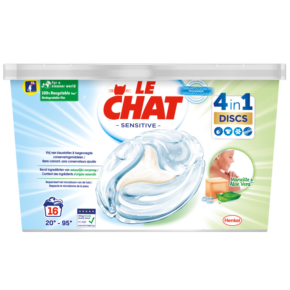 Le Chat Wasmiddelcapsules Sensitive 4 in 1 Discs 16 stuks