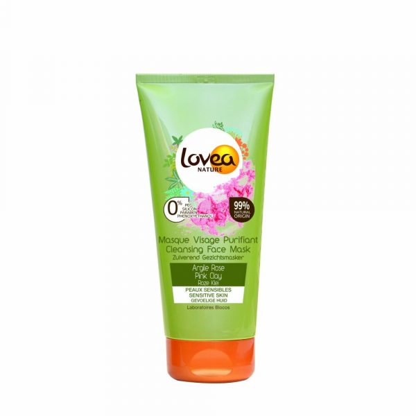 3x Lovea Gezichtsmasker Roze Klei Voor Gevoelige Huid 75 ml