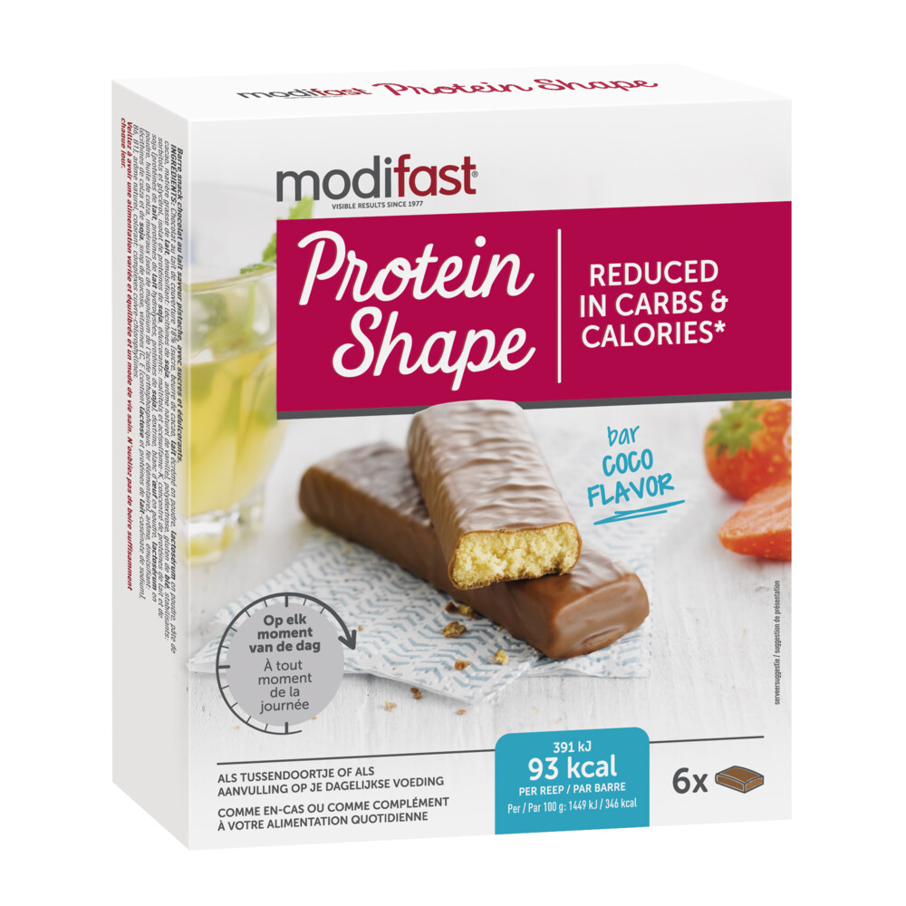 3x Modifast Protein Shape Reep Chocolade-Kokos 6 x 27 gr