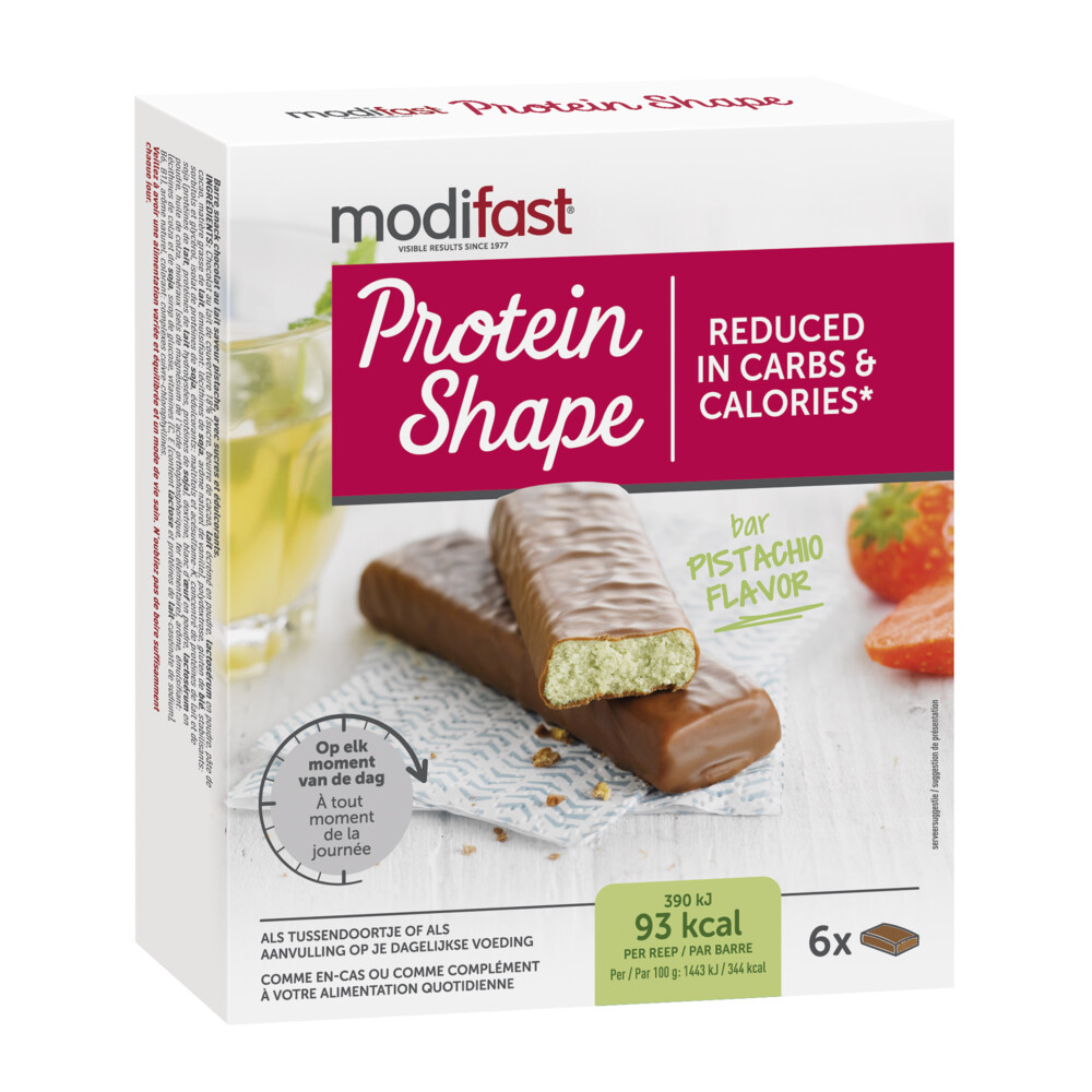 3x Modifast Protein Shape Reep Chocolade-Pistache 6 x 27 gr