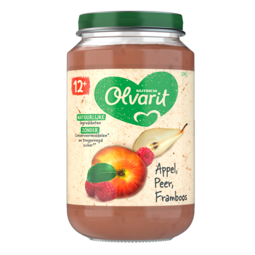 6x Olvarit Fruithapje 12m Appel Peer Framboos 200 gr