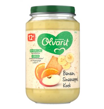 6x Olvarit Fruithapje 12m Banaan Sinaasappel Koek 200 gr