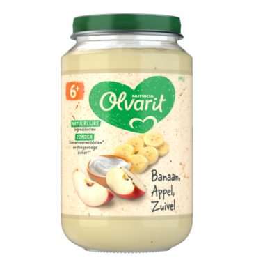 6x Olvarit Fruithapje 6m Banaan Appel Yoghurt 200 gr