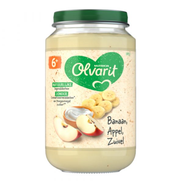 6x Olvarit Fruithapje 6m Banaan Appel Yoghurt 200 gr