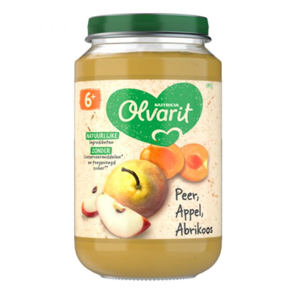 6x Olvarit Fruithapje 6m Peer Appel Abrikoos 200 gr