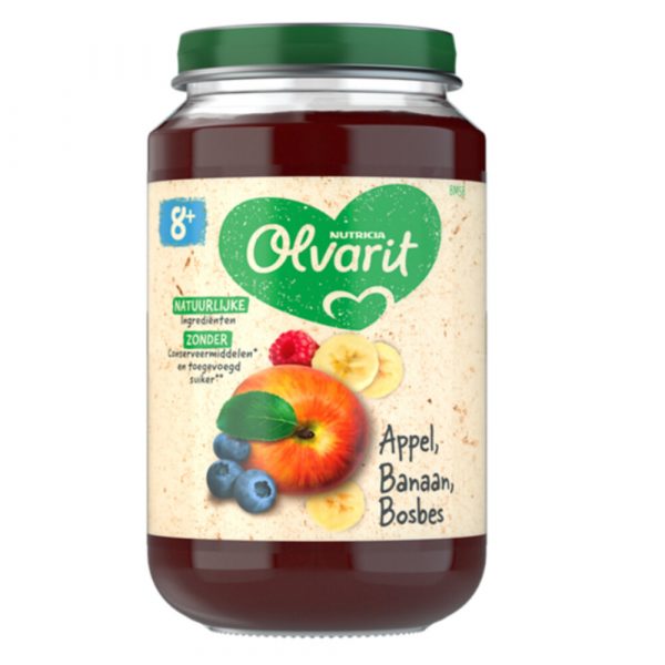 6x Olvarit Fruithapje 8m Appel Banaan Bosbes 200 gr