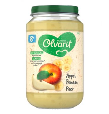 6x Olvarit Fruithapje 8m Appel Banaan Peer 200 gr