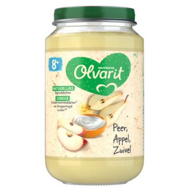 6x Olvarit Fruithapje 8m Peer Appel Yoghurt 200 gr