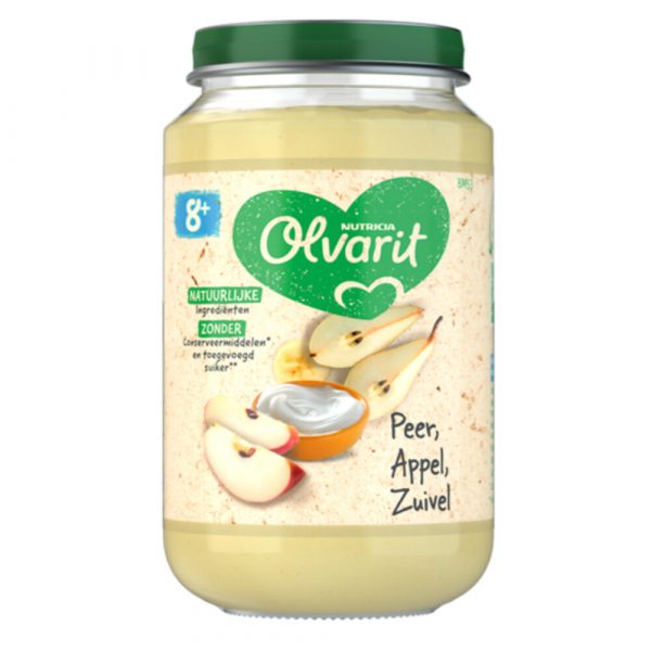 6x Olvarit Fruithapje 8m Peer Appel Yoghurt 200 gr