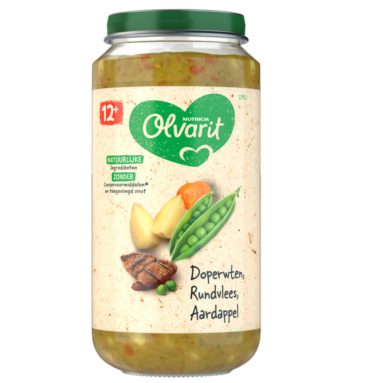 6x Olvarit Maaltijd 12m Doperwten Rundvlees Aardappel 250 gr