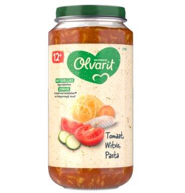 6x Olvarit Maaltijd 12+m Tomaat Witvis Pasta 250 gr