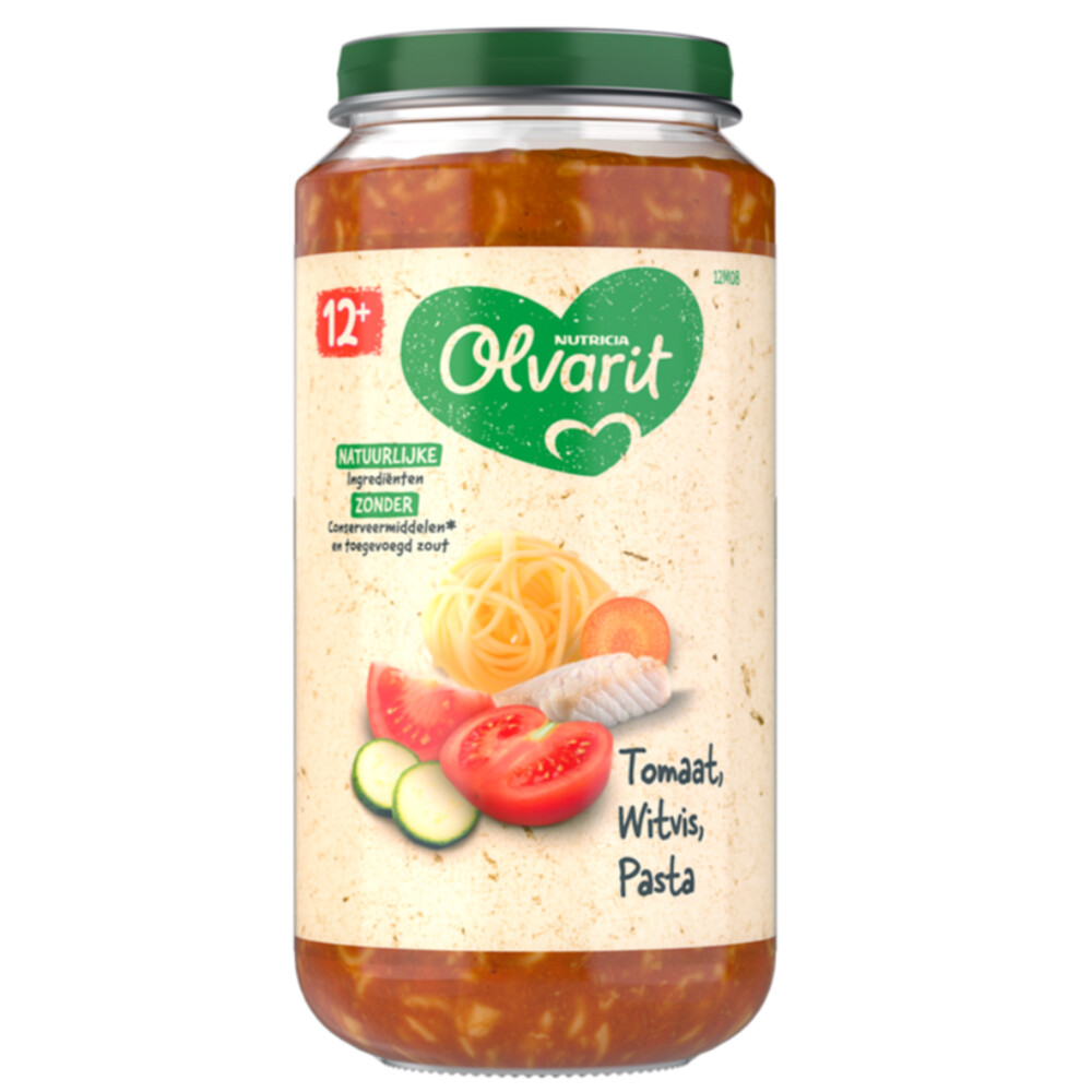 6x Olvarit Maaltijd 12+m Tomaat Witvis Pasta 250 gr