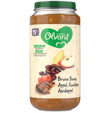 6x Olvarit Maaltijd 15m Bruine bonen Appel Rundvlees Aardappel 250 gr