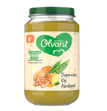 6x Olvarit Maaltijd 6m Doperwten Kip Aardappel 200 gr