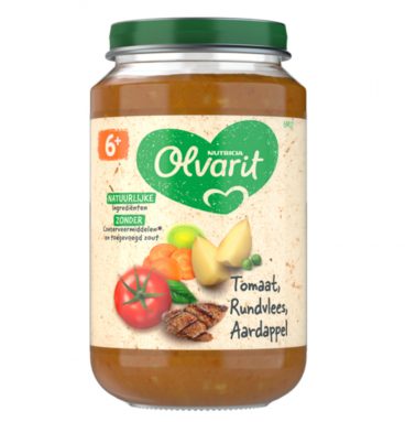 6x Olvarit Maaltijd 6m Tomaat Rundvlees Aardappel Wortel 200 gr