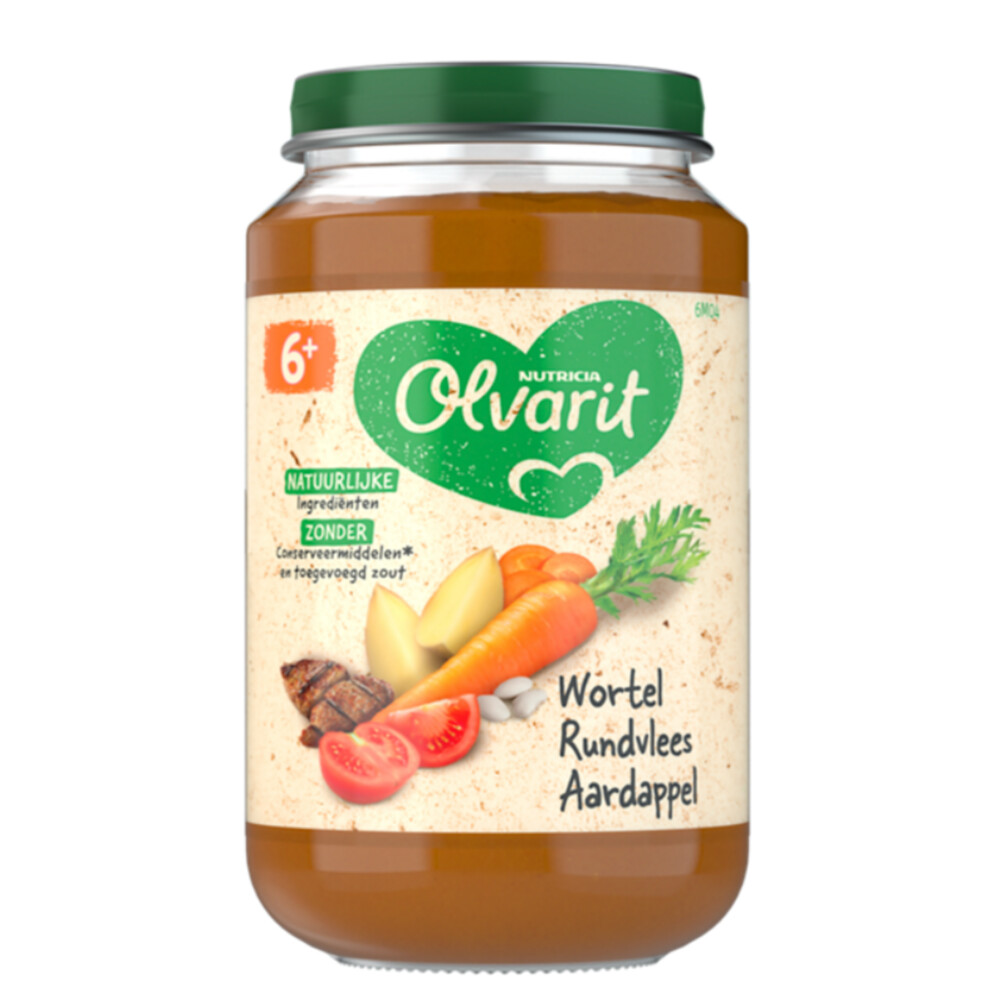 6x Olvarit Maaltijd 6m Wortel Rundvlees Aardappel 200 gr