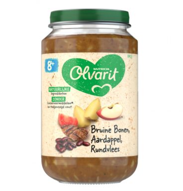 6x Olvarit Maaltijd 8m Bruine bonen Appel Rundvlees Aardappel 200 gr