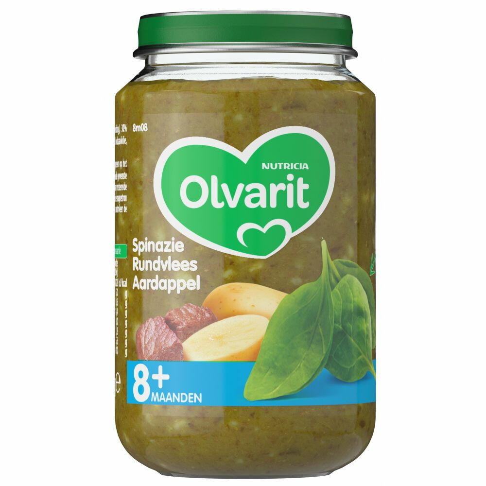 6x Olvarit Maaltijd 8m Spinazie Rundvlees Aardappel 200 gr