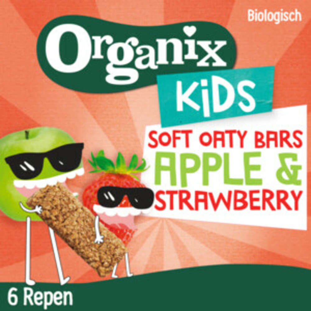 Organix Kids Haverreep Appel&Aardbei 3+ jaar 6x30 gr