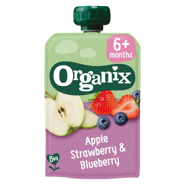 Organix Knijpfruit 6+m Appel Aardbei&Blauwe Bes 100 gr