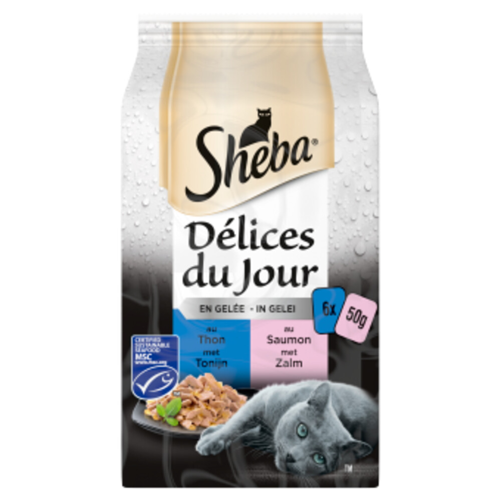 6x Sheba Delice Dujour Vis Gelei Multipack 6 x 50 gr