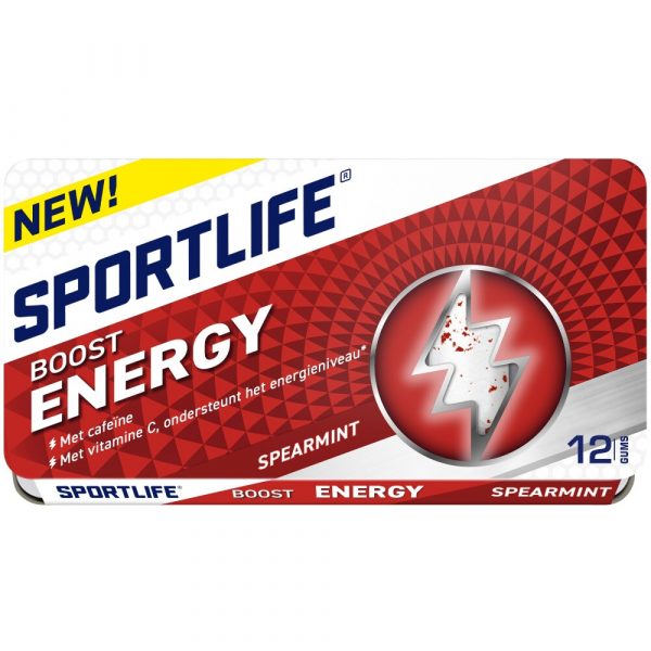 3x Sportlife Boost Energy Suikervrij Spearmint 12 stuks