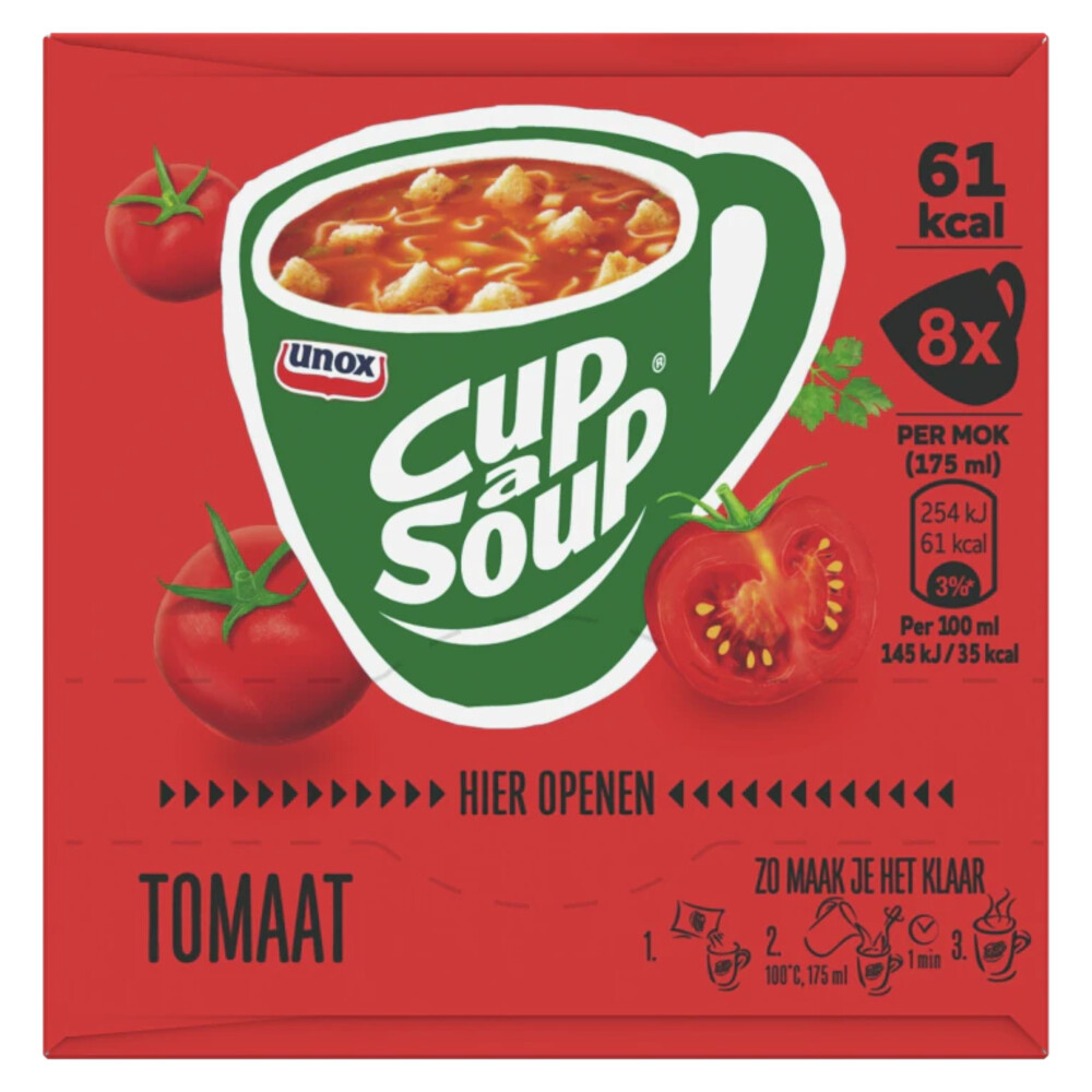 9x Unox Cup-a-Soup Tomaat 3 x 175 ml