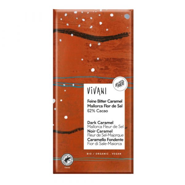 Vivani Chocoladereep Puur Caramel en Zout 80 gr