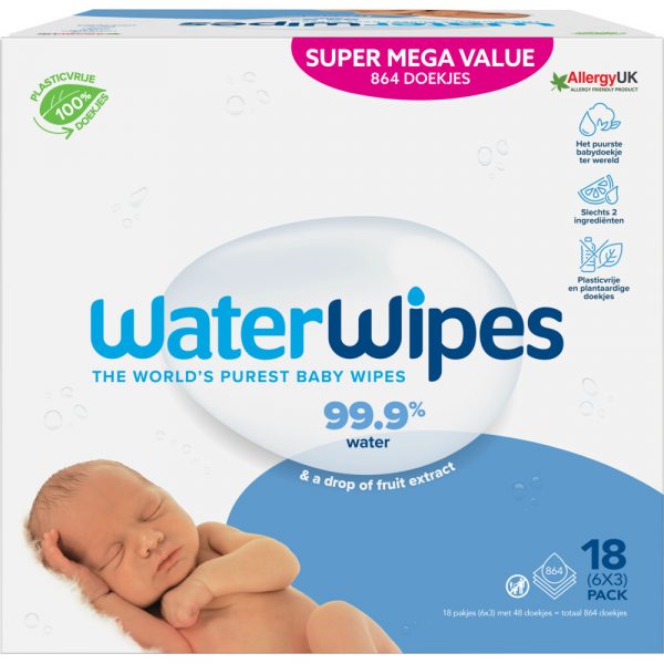 WaterWipes Billendoekjes 18 x 48 stuks = 864 doekjes