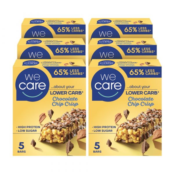 6x WeCare Lower Carb Reep Chocolate Chip Crisp 5 stuks