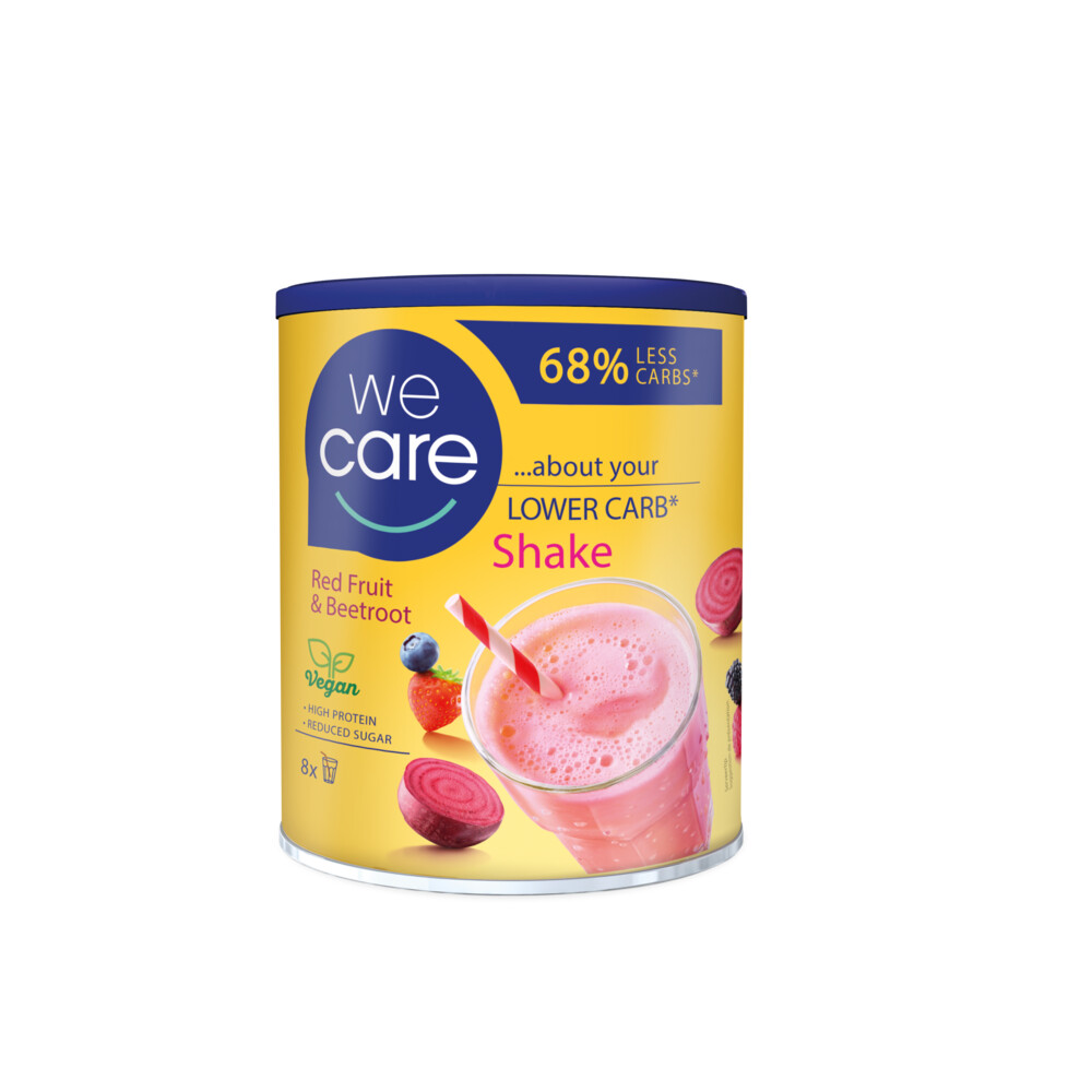 WeCare Lower Carb Shake Rood Fruit - Biet 240 gr